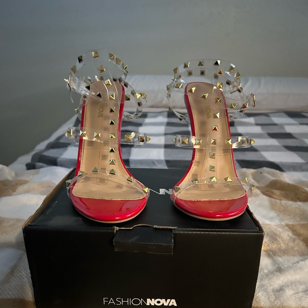 Red studded heels